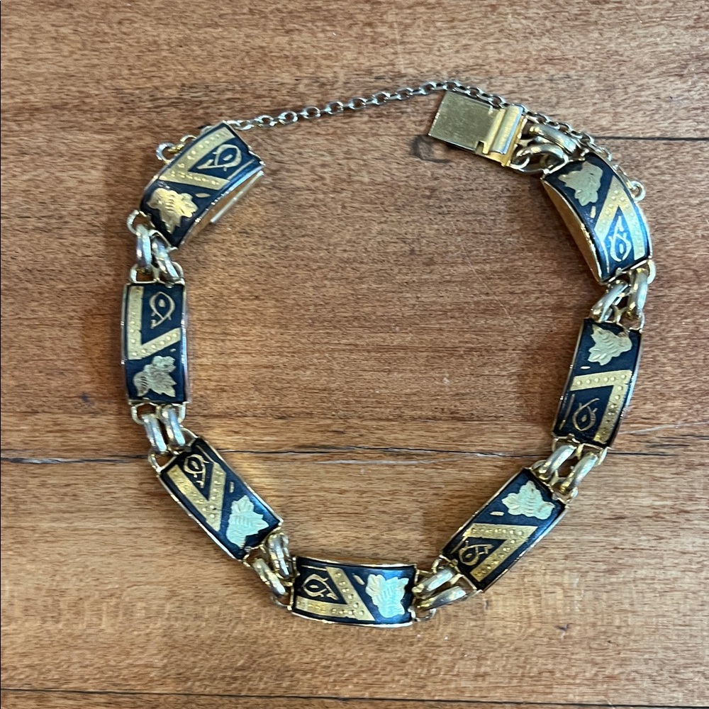 Vintage 1960’s Black and Gold Spanish Damascene Bracelet